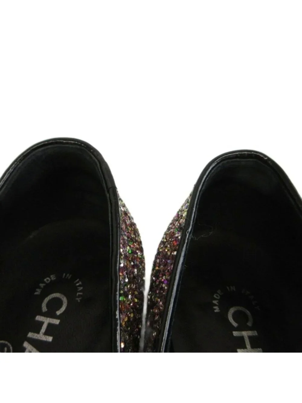 Chanel Glitter Patent Loafers Pumps Square Toe Flat CC Logo Multicolor